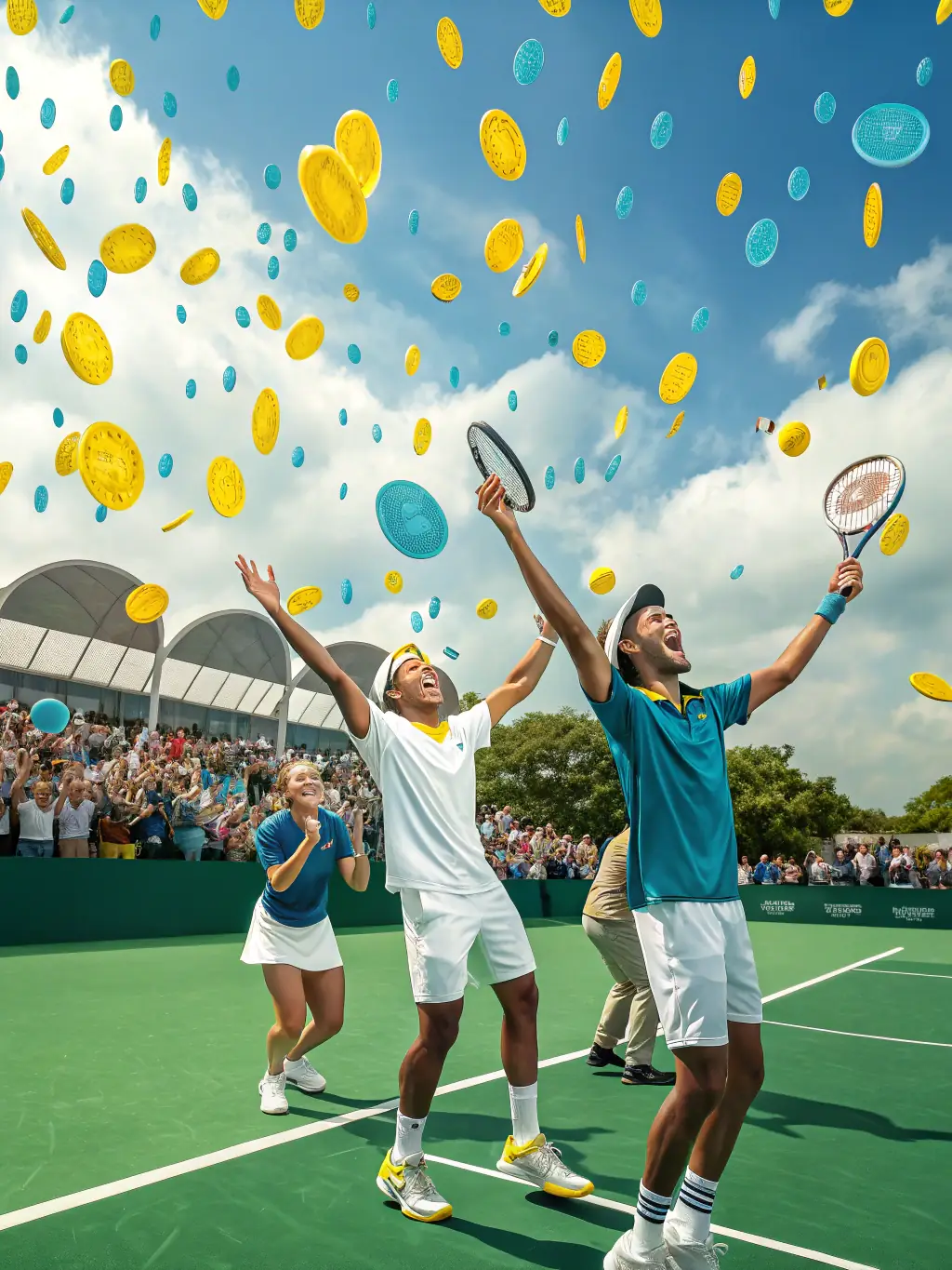 A group photo of CMTC members participating in a mixed doubles tournament, capturing the camaraderie and competitive spirit of the event.
